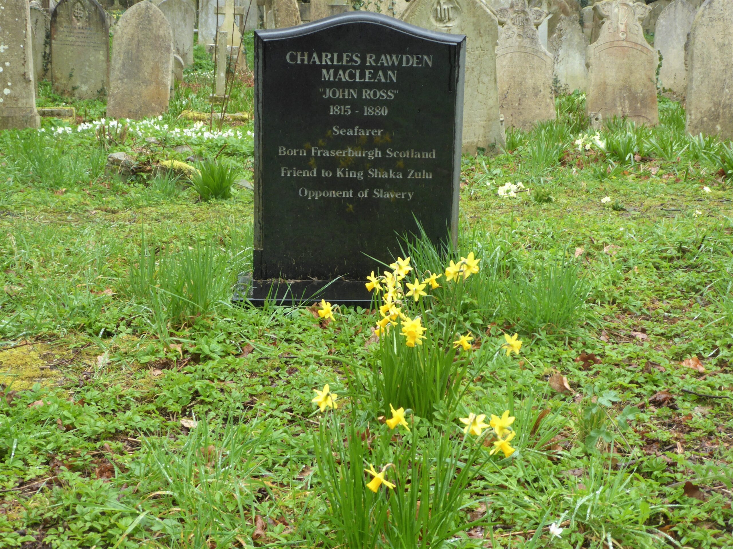 A grave in Southampton cemetery for John Ross in memoriam of his anti-slave campaigns.