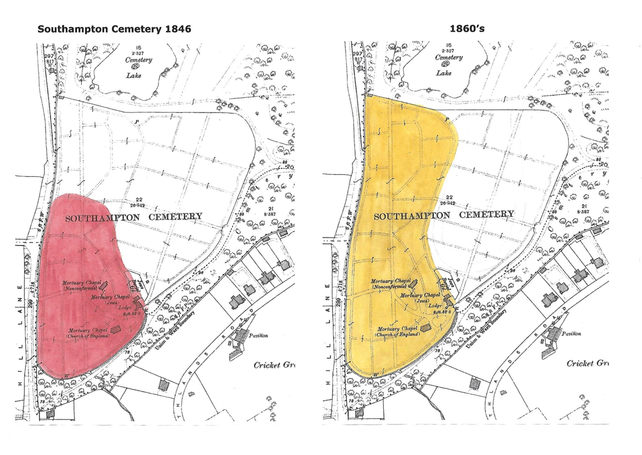 The original plans for the division of land for Southampton Cemetery.